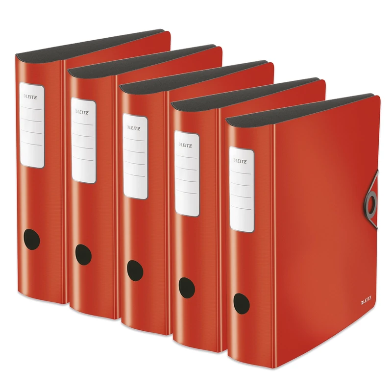 Leitz Quality Folder 180° Active Solid, A4, red, Rounded Back Approx. 8.2 cm Wide, Elastic Closure, Made of Robust polyfoam, 10471020, 1 Piece