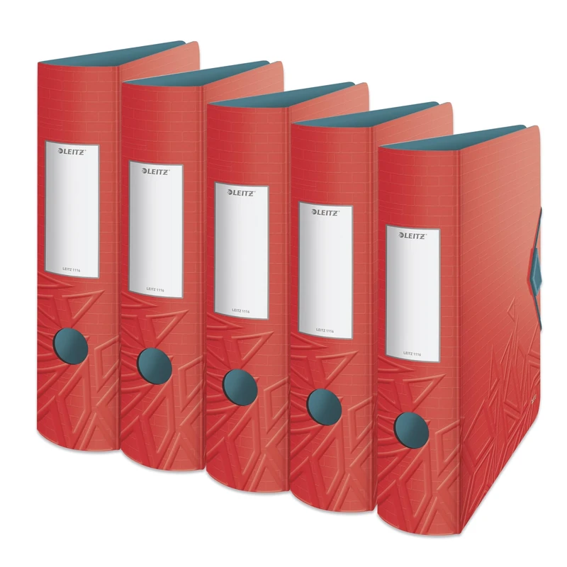 Leitz Urban Chic Series 11160020 Quality Folder 180° Active Pack of 5 A4 Wide Rounded Spine 8.2 cm Wide Elastic Closure Lightweight Polyfoam Plastic Folder Urban Chic Series Red
