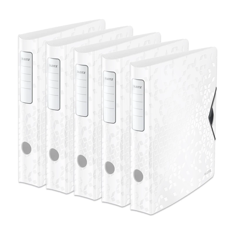 Leitz A4 Lever Arch File Active, White, Curved Spine 65mm Width, Elastic Fastening, Light polyfoam, Wow Range, 11070001