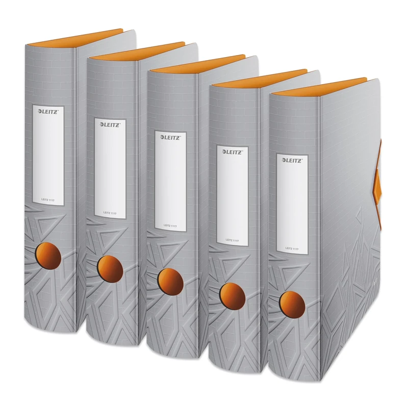 Leitz 180° Active Urban Chic A4 Lever Arch File, Grey, Curved Spine 65mm Width, Elastic Fastening, Light polyfoam, Urban Chic, 11170088