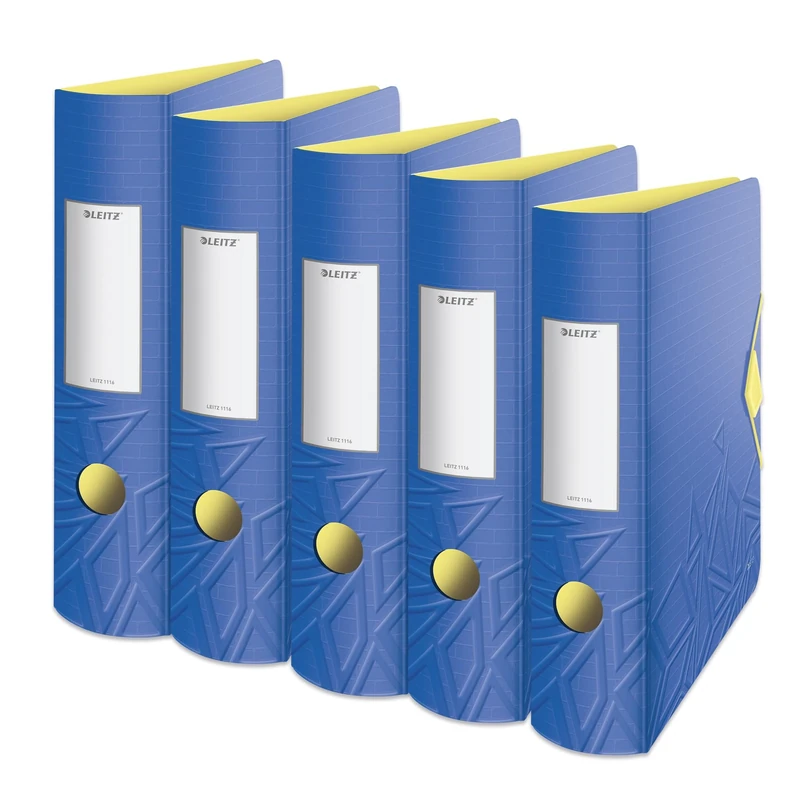 Leitz Urban Chic Series 11160032 Quality Folders 180° Active Pack of 5 A4 Wide Rounded Spine 8.2 cm Wide Elastic Closure Lightweight Polyfoam Plastic Folder Urban Chic Series Blue
