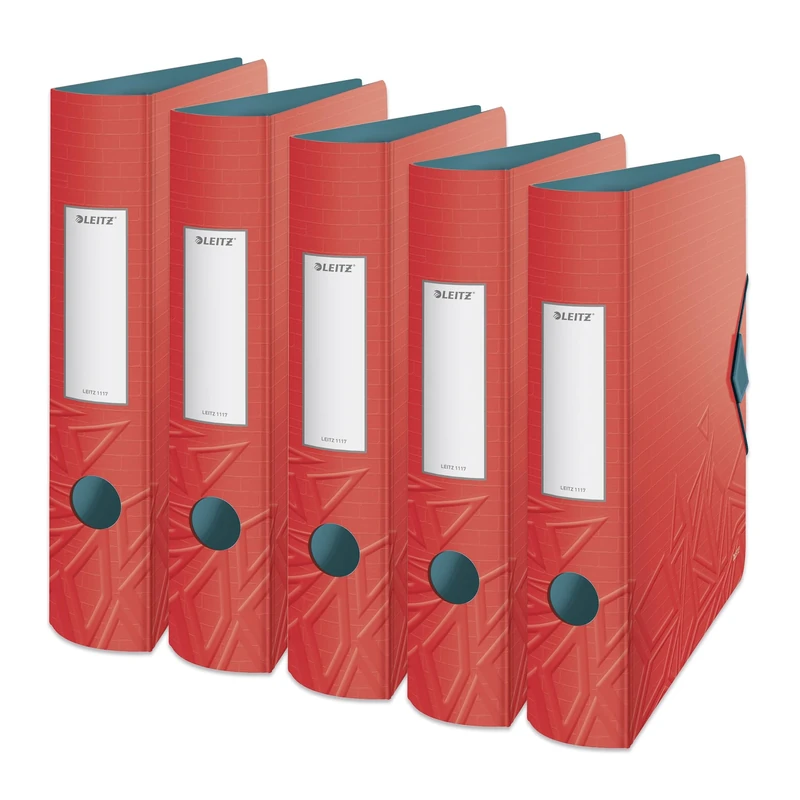 Leitz Urban Chic Series Urban Chic Series 11170020 Quality Folders 180° Active Pack of 5 Slim Rounded Spine 6.5 cm Wide Elastic Closure Lightweight Polyfoam Plastic Folder Urban Chic Series Red