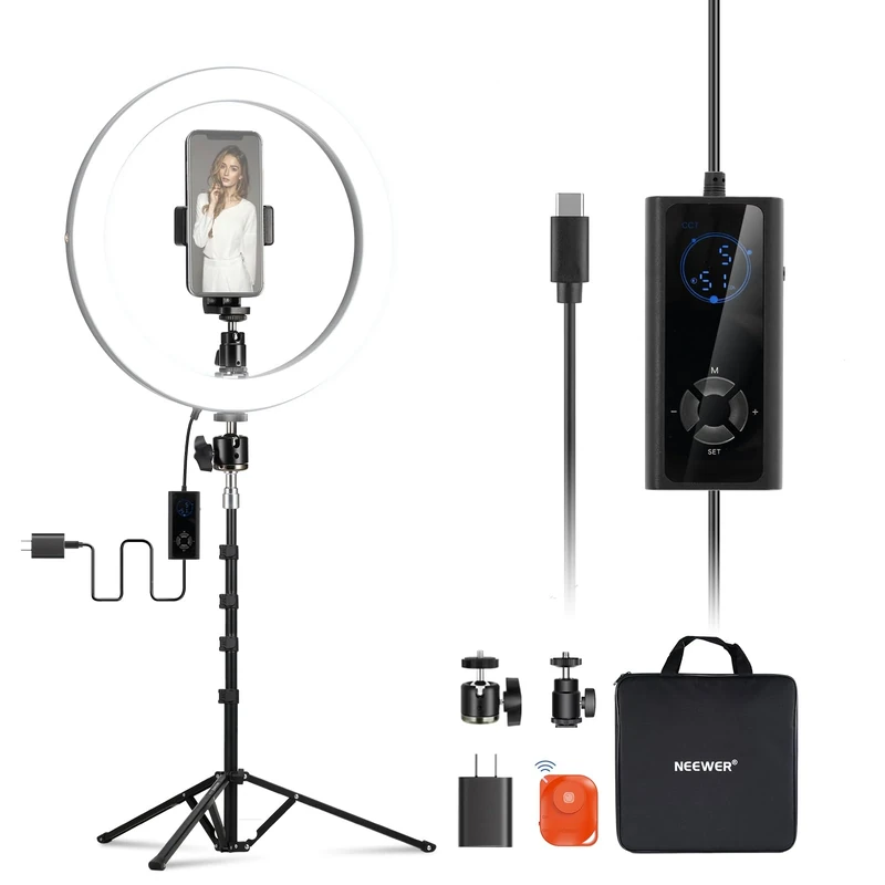 NEEWER Ring Light for Phone 12 Inch 24W LED with Stand 180 cm, Two-Tone 2900K-7000K, USB C PD Port, CRI97+ 1810lux/0.5m 12 Scenes Ring Light for Make-up Streaming Zoom TikTok, RH12B