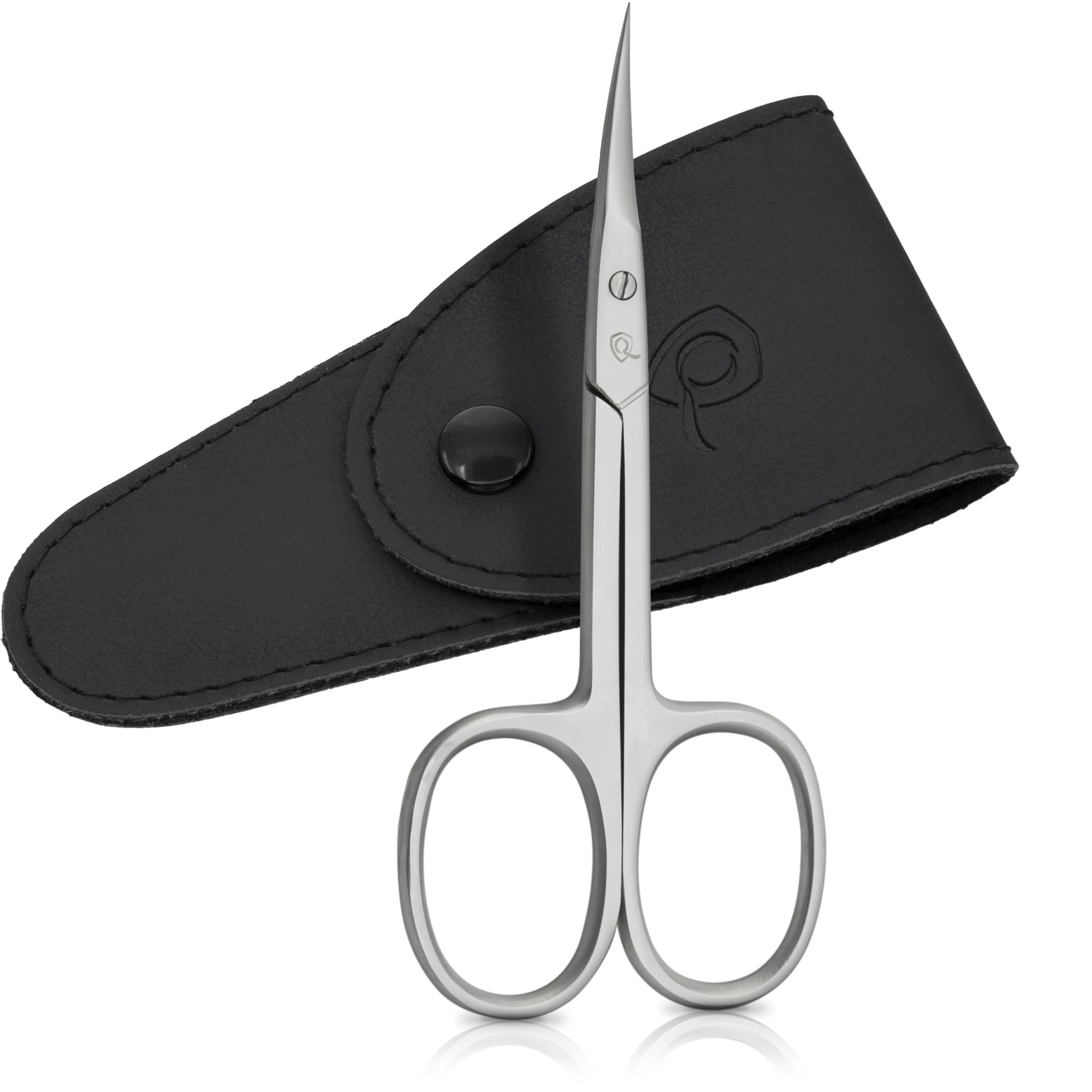 Nail Scissors for Women and Men - Curved Cuticel Scissor - Extra Fine and Sharp - in a Handy Case, Ideal for Travelling, as a Gift, or for Home Use, Matt