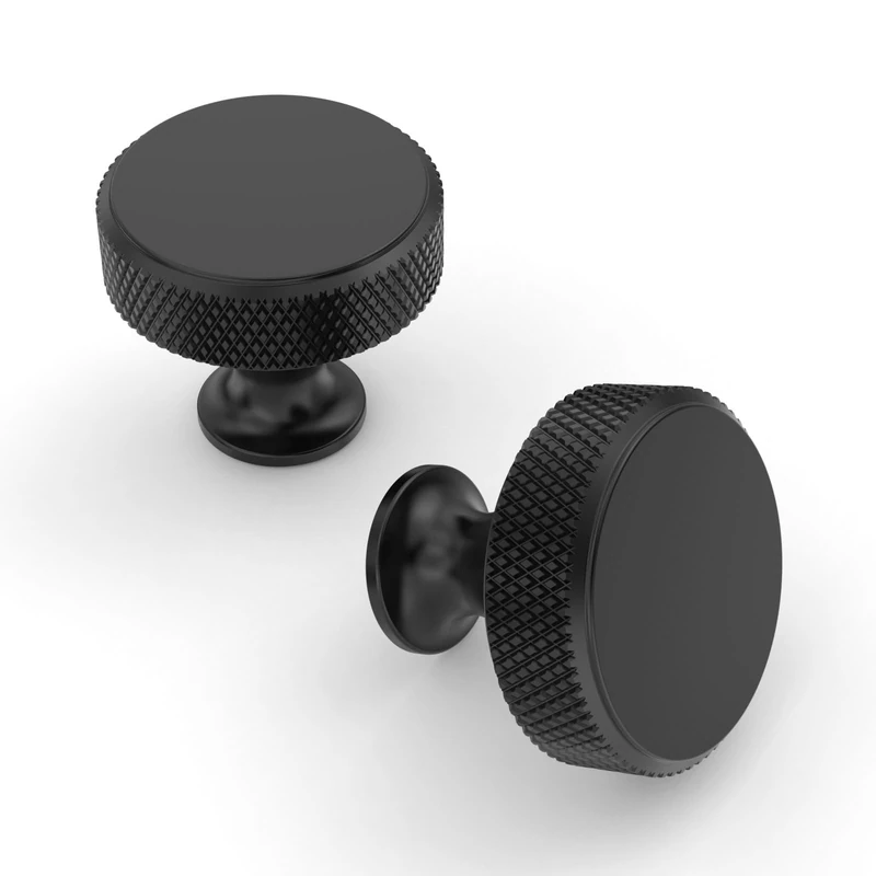 Asidrama 30 Pack Matte Black Kitchen Cabinet Knobs Knurled Dresser Knobs Drawer Knob Cabinet Hardware Aluminum Knob for Dresser Drawers