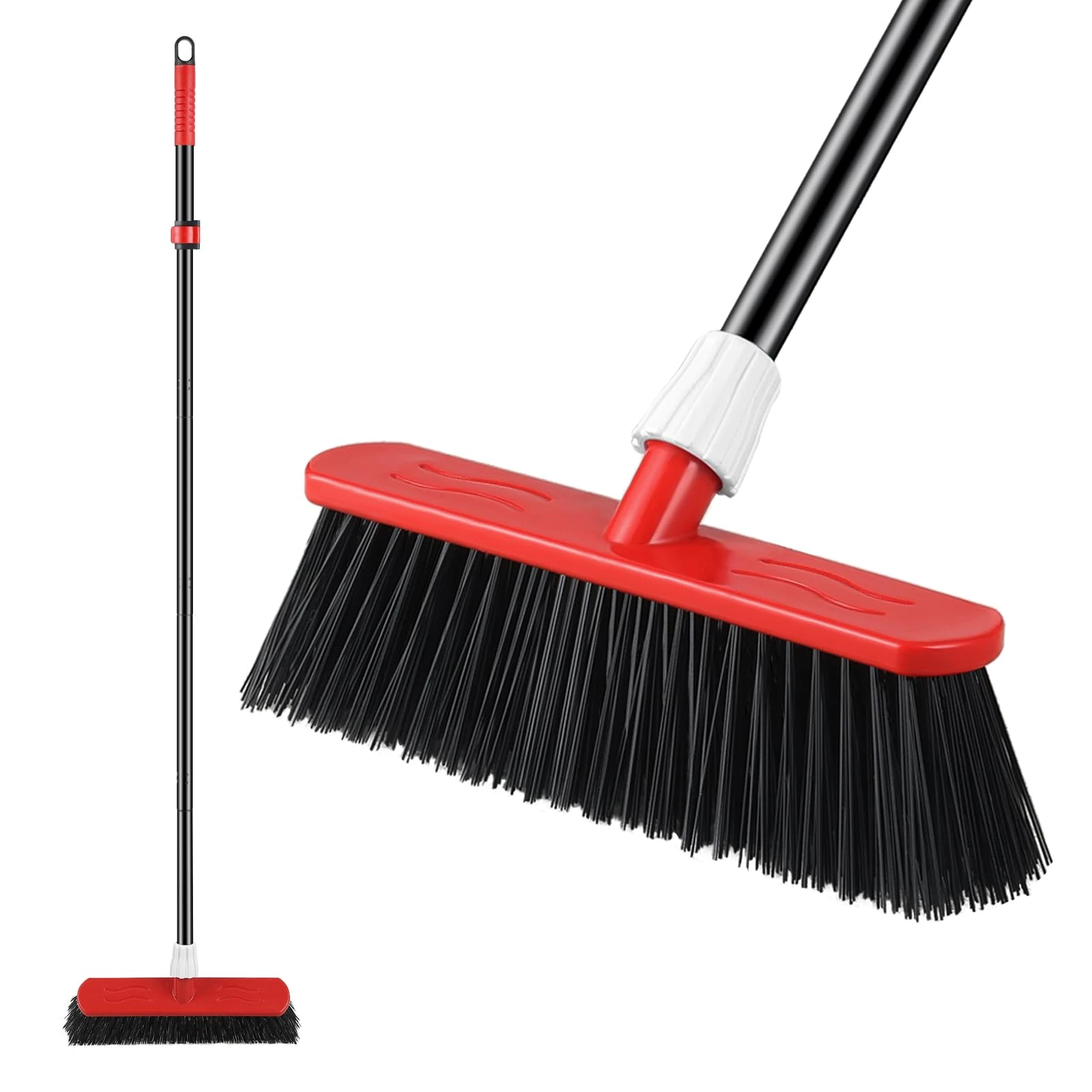 Mitclear Outdoor Broom Heavy Duty, Stiff Garden Sweeping Brush, Hard Yard Brush with Long Handle for Cleaning Decking Patio(57IN)