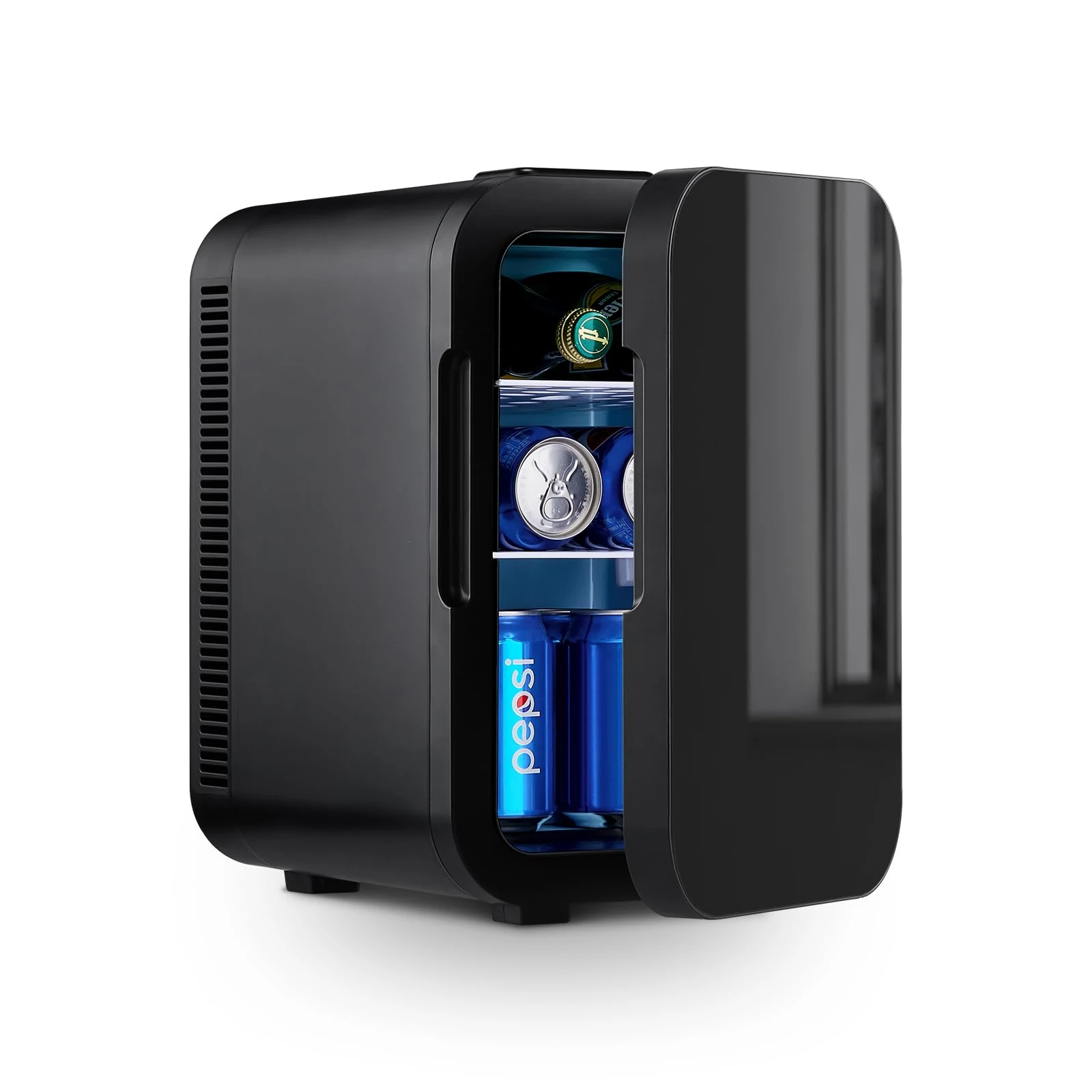 TUKAILAi 15L Mini Fridge Cooler & Warmer AC+DC Power, 2 Tier Small Mini Refrigerator for Bedroom, Skin Care Fridge Compact Portable and Quiet, Small Fridge for Bedroom, Office or Car Balck