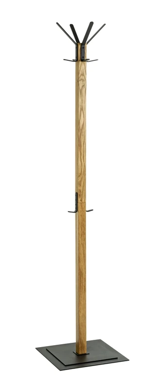 HAKU Möbel hall-tree oak, black, solid wood, metal - Size: W 40 cm x H 180 cm x D 40 cm, Style: Modern