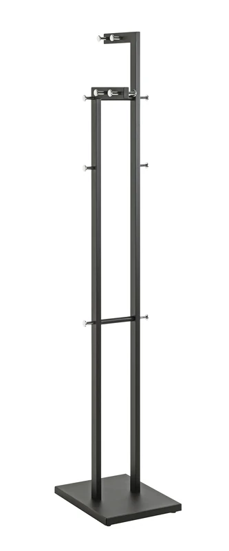 HAKU Mobel Hall-Tree Chrome, Black, Metal - Size: W 42 cm X H 175 cm X D 30 cm, Style: Modern