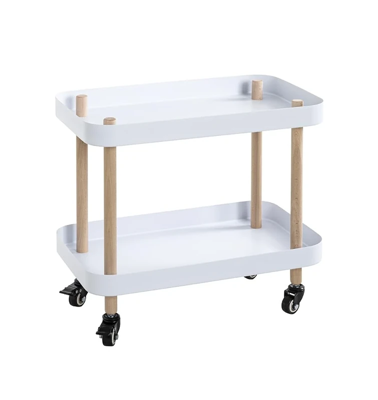 HAKU Moebel Trolley Nature, White, Solid Wood, Metal - Size: W 50 cm x H 47 cm x D 30 cm, Style: Modern