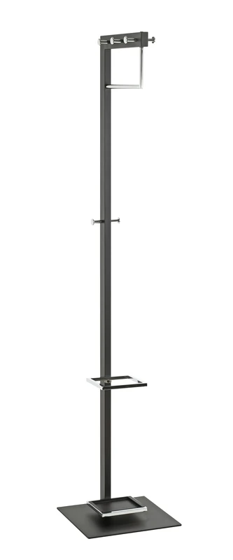 HAKU Möbel Hall-Tree Chrome, Black, Metal - Size: W 35 cm X H 175 cm X D 41 cm, Style: Modern