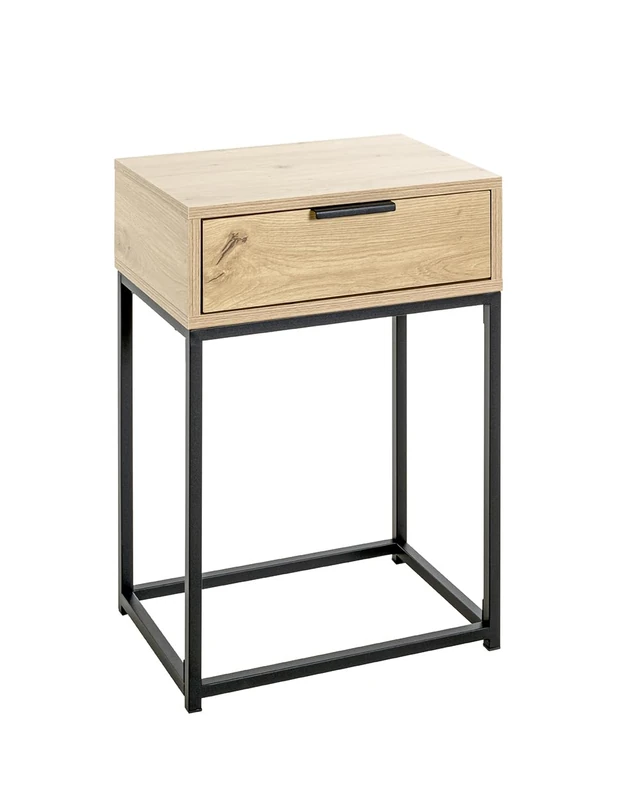 HAKU console oak, black, metal, particleboard - Dim.: W 40 cm x H 60 cm x D 28 cm, Style: Modern