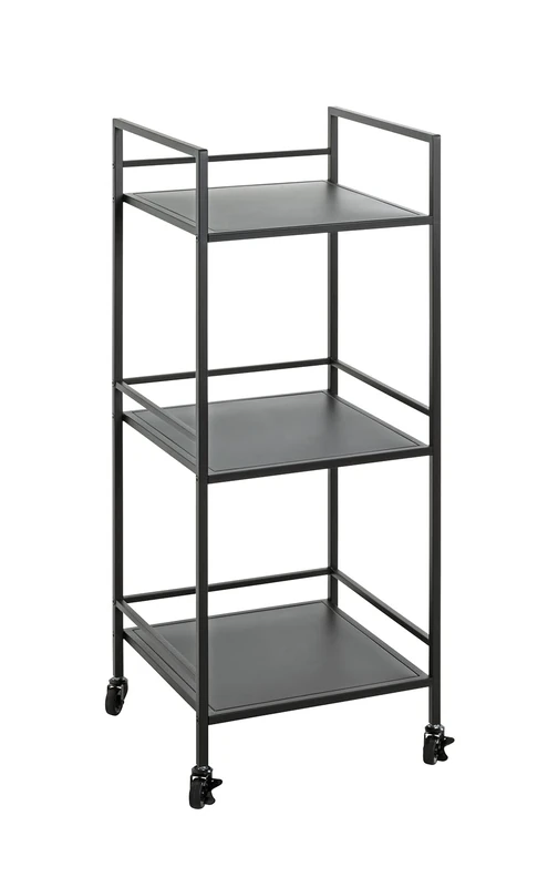 HAKU Möbel Side table on castors, Trolley black, Metal - Dim.: W 35 x H 92 x D 35 cm, Style: Modern