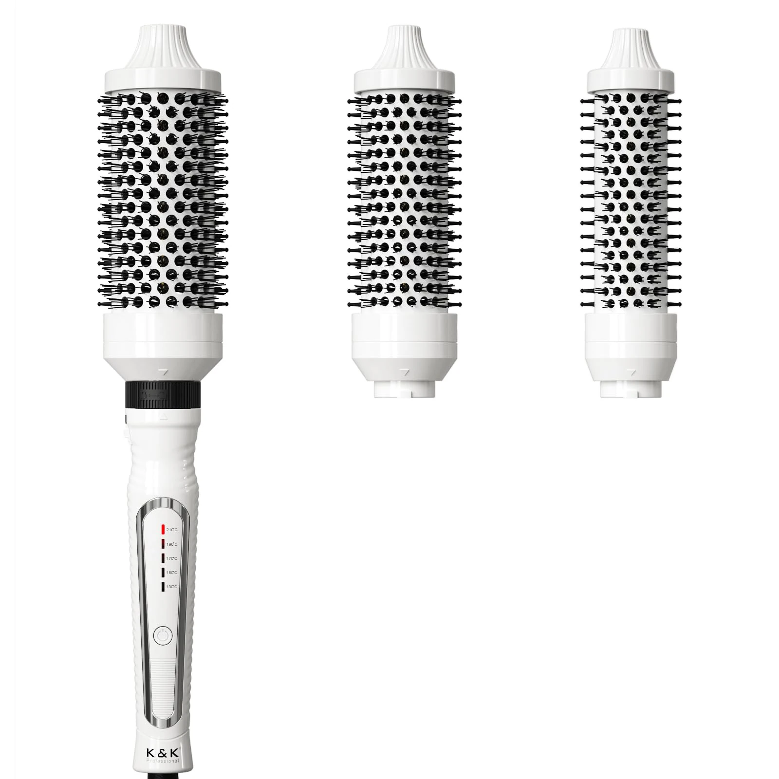 K&K Thermal Brush Set, 3 in 1 Ceramic Hot Brush, Fast Heating Curling Wand for Short, Medium & Long Hair, 5 Temperature Adjustment, Dual Voltage