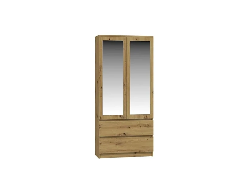 Oggi Lugo 90 cm Oak Wardrobe - Solid Wood Door with Wood Effect - Oak Centre Home Cabinet - Care Tips & Recyclable - Image 1