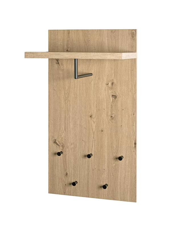 HAKU Möbel Wardrobe Oak, Black, Mdf, Metal - Size: W 48 cm X H 90 cm X D 31 cm, Style: Modern