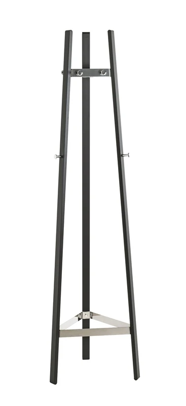 HAKU Mobel Hall-Tree Chrome, Black, Metal - Size: W 47 cm X H 177 cm X D 47 cm, Style: Modern