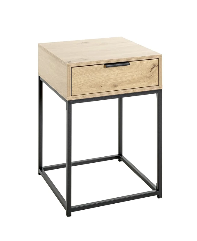 HAKU Möbel console oak, black, metal, particleboard - Size: W 40 cm x H 60 cm x D 40 cm, Style: Modern