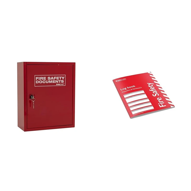 Bundle of Firechief Document Cabinet with Key Lock-Red, A4 + Firechief® Fire Safety Log Book
