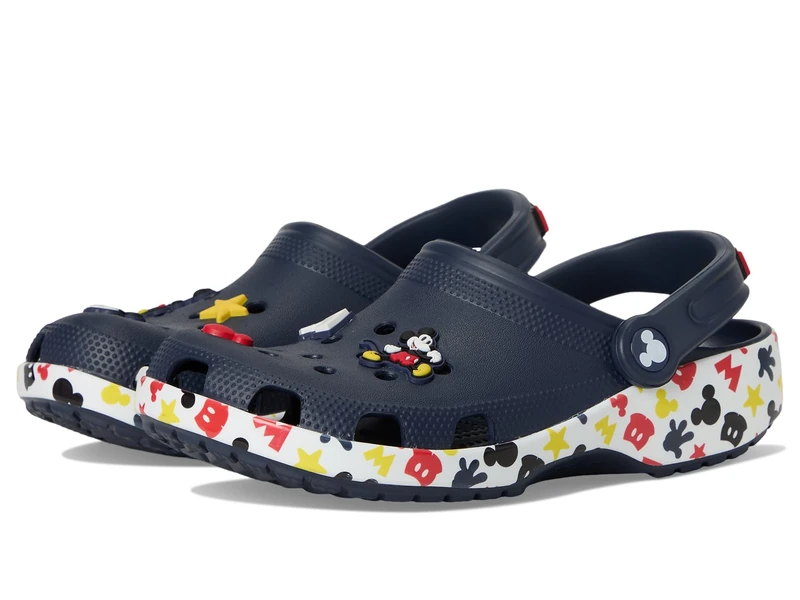 Crocs Unisex-Child Kids' Disney Clog | Mickey Minnie Mouse Shoes, Navy/Mickey Jibbitz, 10 UK Child