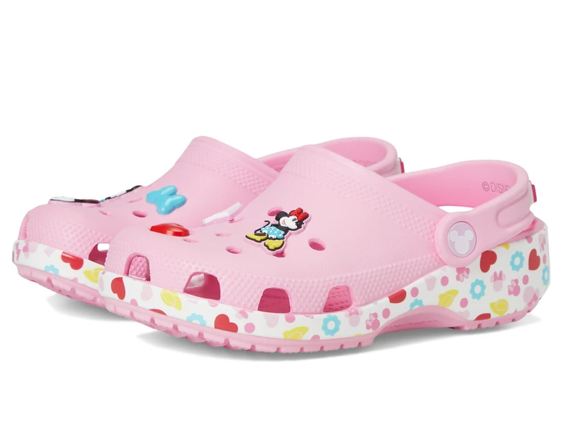 Crocs Unisex-Child Kids' Disney Clog | Mickey Minnie Mouse Shoes, Pink/Minnie Jibbitz, 3 UK