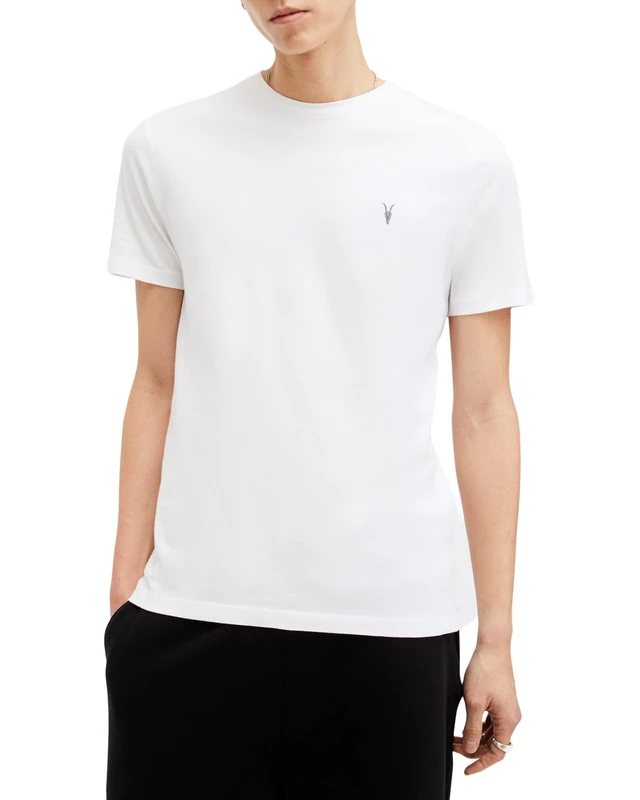 AllSaints Men's Brace Short Sleeve Crew Neck Shirt, Optic White, XS