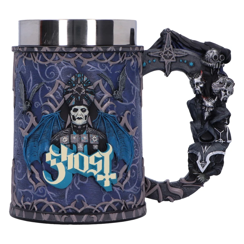 Nemesis Now Ghost Papa Emeritus Evolution Tankard 15.5cm, Resin, Official Ghost Merchandise, Ghost Tankard, Ghost Band Beer Mug, Cast in The Finest Resin, Expertly Hand-Painted