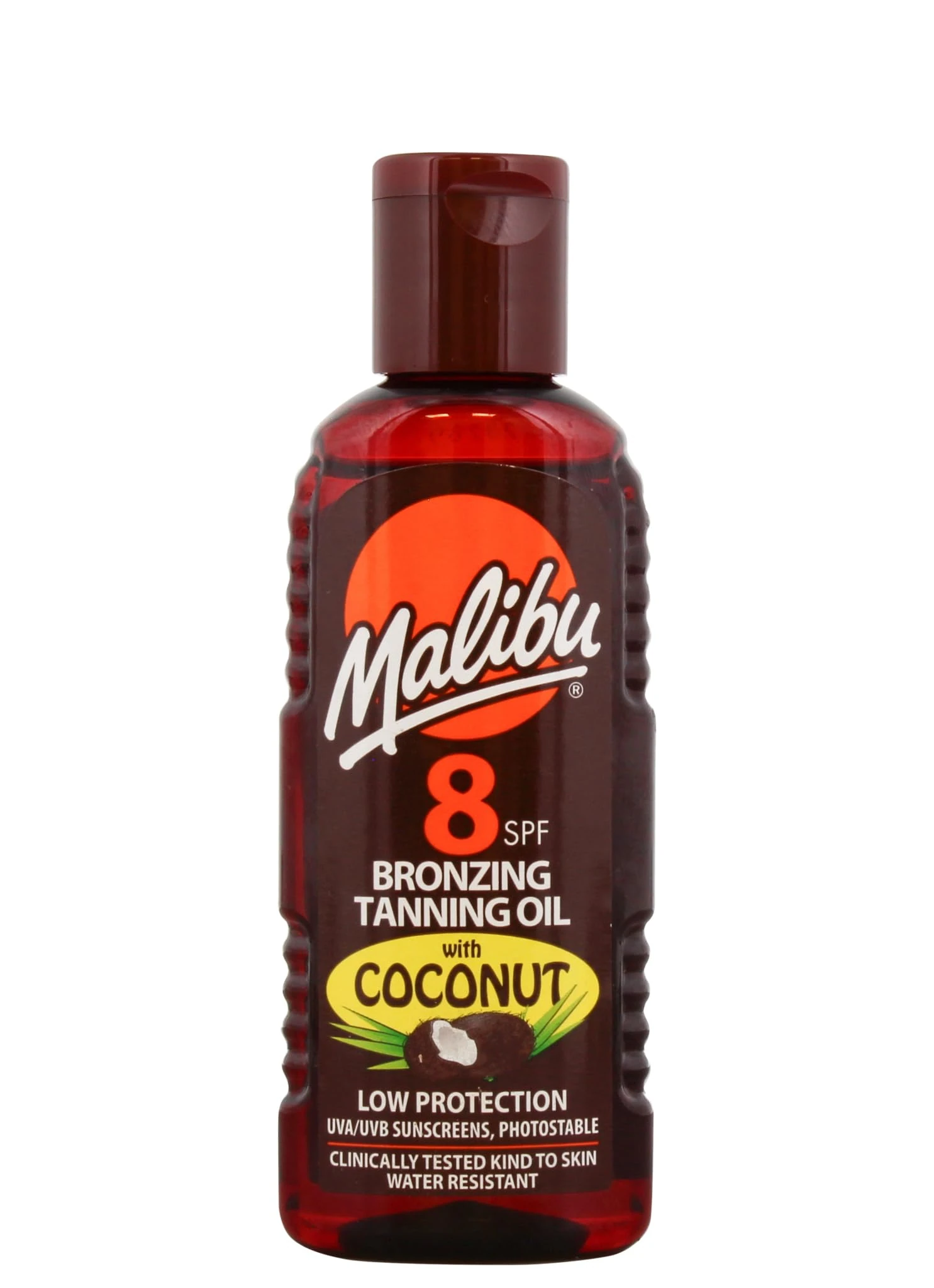 Malibu Sun SPF 8 Bronzing Tanning Oil, Water Resistant, Tropical Coconut Fragrance, 100ml