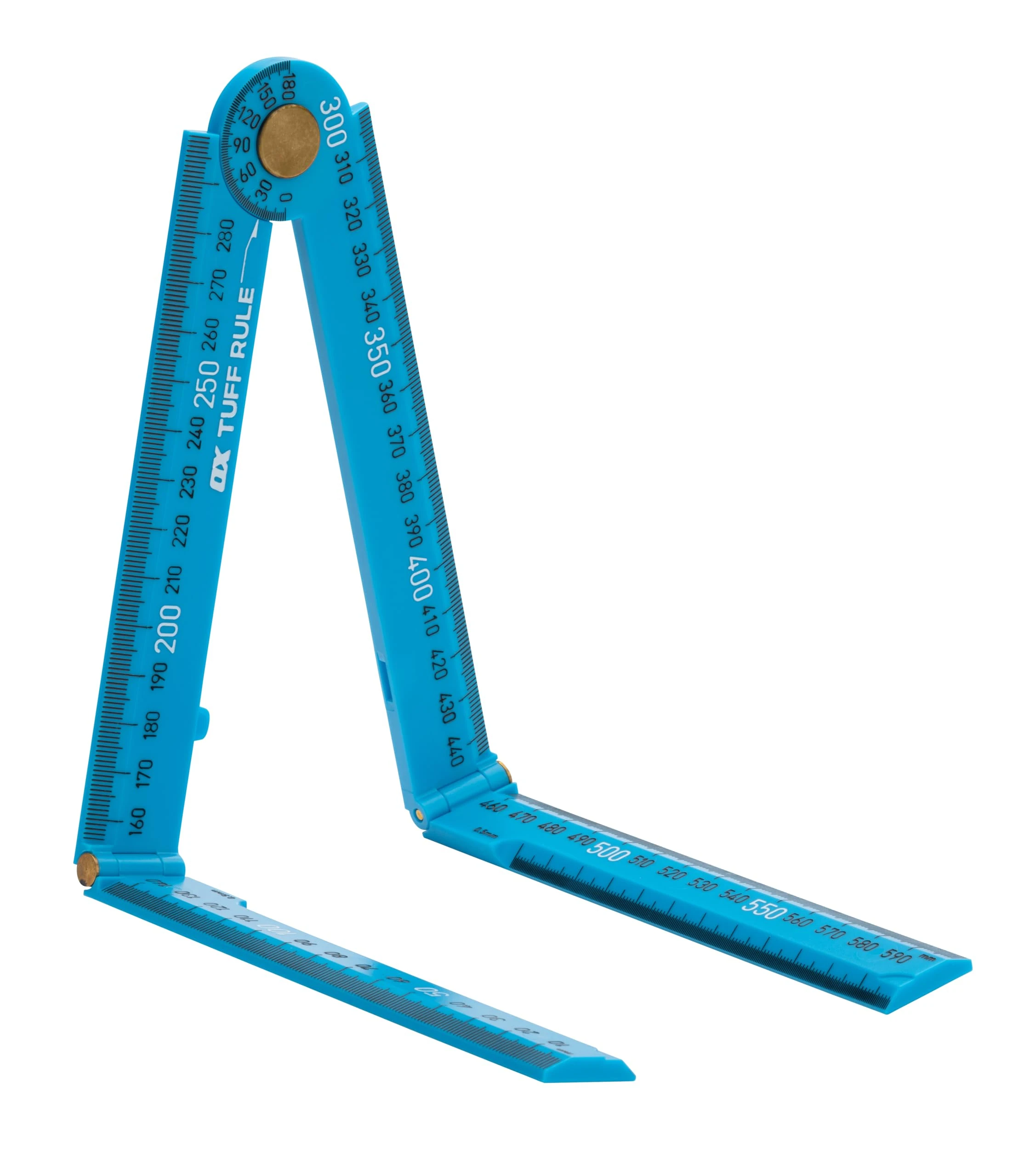 OX Pro Tuff Folding Rule Cyan, Carpenters Measuring Angle Finder ABS Plastic Ruler 600mm