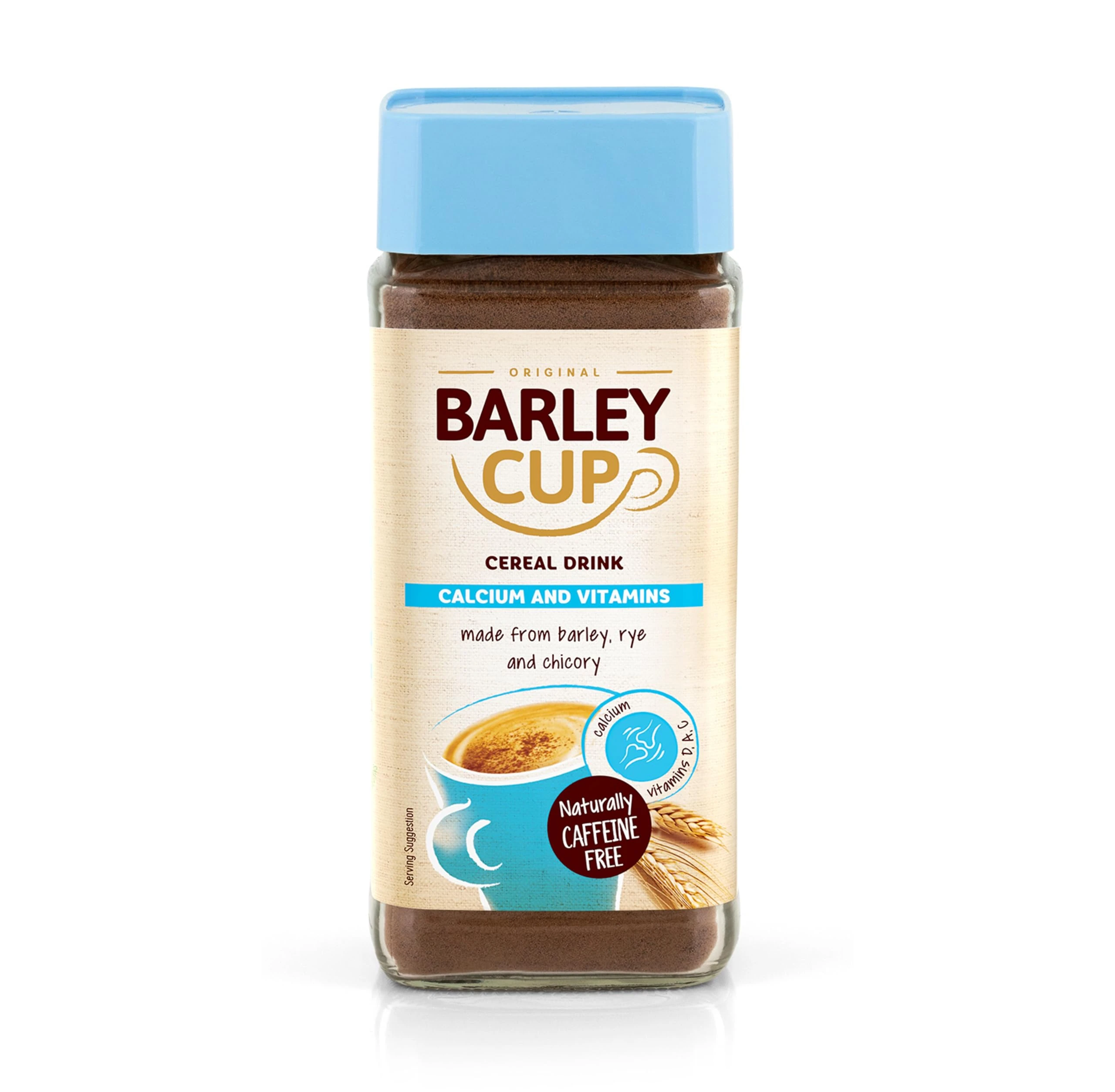 Barleycup Calcium and Vitamins Instant Grain Beverage 100g. Enriched with Calcium, Vitamin A & C. Vegan. Free from caffeine and artificial additives