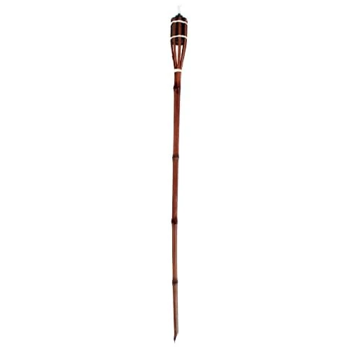 Natural Dark Brown Handmade Bamboo Garden Tiki Torch 120cm / 90cm / 60cm - for use with Parrafin or lamp Oil (120cm, Single)