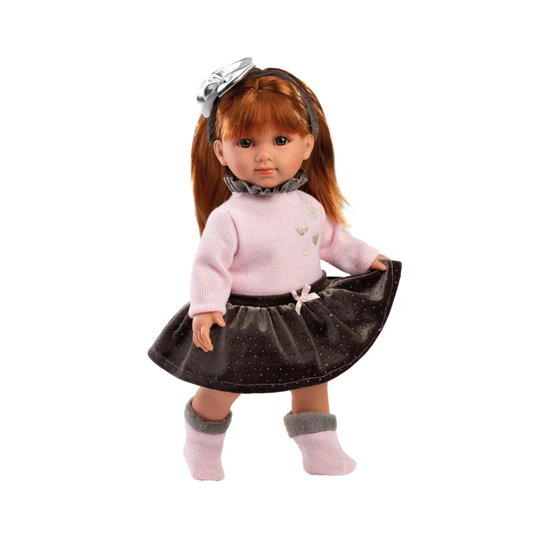 Llorens 1053551 Nicole Doll with Red Hair and Blue Eyes, Fashion Doll with Soft Body, Includes Trendy Outfit and Headband, 35 cm