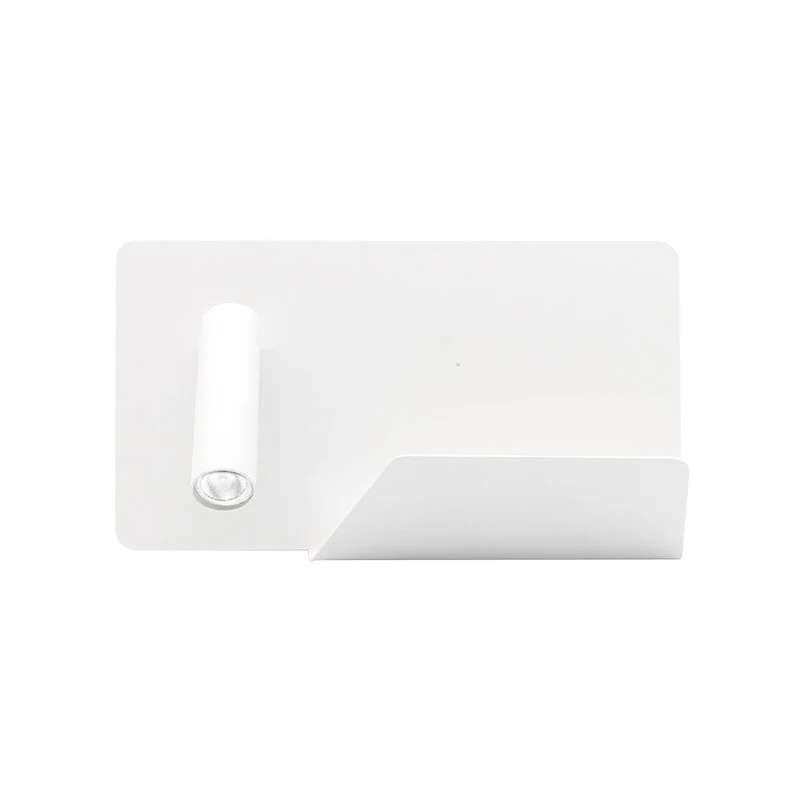 Wall Lamp 3w 4000k Miguel Angel Left White C/USB Y Shelf 150lm 16x28x12 Cm Adjustable - Image 1