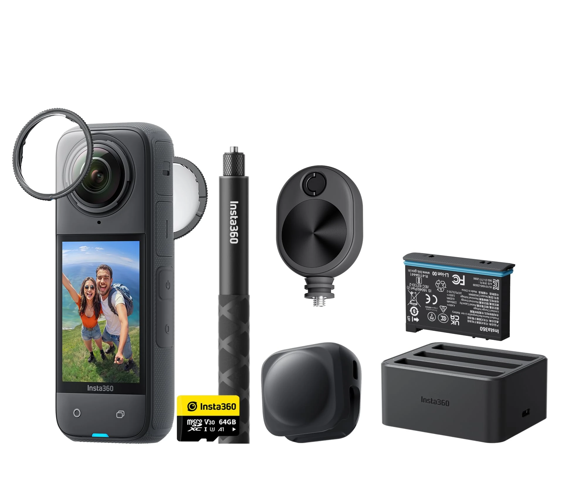 Insta360 X4 360° Camera 8K Video 5.7K60fps Action Cam 4K60fps 170° MaxView 64GB MicroSD Card Bundle