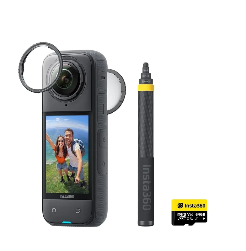 Insta360 X4 No Drone - No Problem Bundle: 8K 360° Action Camera, 4K Wide Angle, Invisible Selfie Stick, Black