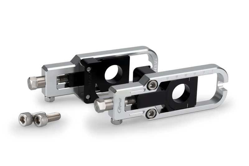 Puig 21619P Chain Tensioner CNC-machined in anodized aluminum with precise adjustment system and top marking for easy and secure setup, Silver