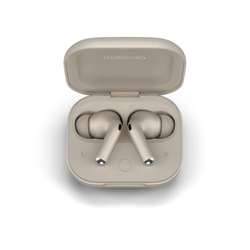 Motorola Moto Buds Plus, Wireless Earphones, Active Noise Reduction, Sound by Bose Wireless Earphones, Dolby Atmos Spatialized Sound with, Bluetooth Headphones Battery Life Up to 38h, Sand Beige