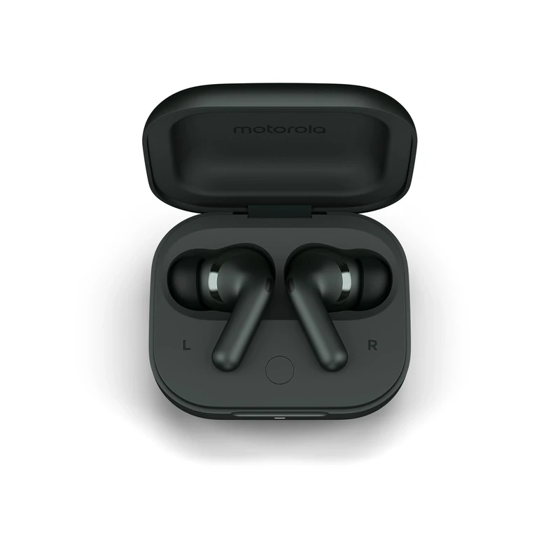 Motorola Moto Buds Plus, Wireless Earphones, Active Noise Reduction, Wireless Earbuds Sound by Bose, Dolby Atmos Spatialized Sound with, Bluetooth Headphones Battery Life Up to 38h, Charcoal Grey