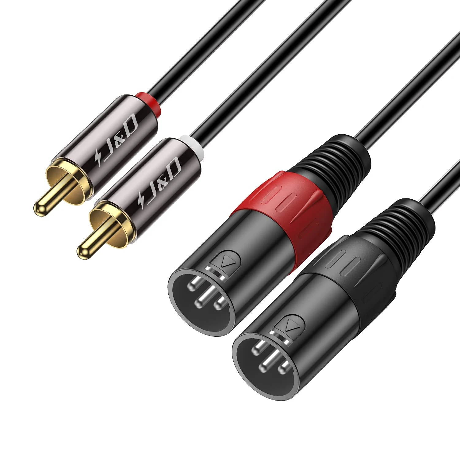 J&D 2 RCA to XLR Male Cable (4.5 Meter), Unbalanced Dual XLR to RCA Male Connection Cable for Speakers, Amplifiers, HiFi Stereo Audio Systems