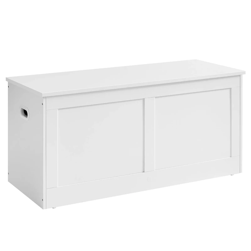 VASAGLE Storage Chest, Storage Bench, Blanket Box with 2 Safety Hinges, Shoe Storage Bench, 40 x 100 x 46.5 cm, for Hallway, Bedroom, Living Room, Cloud White LSB164W01
