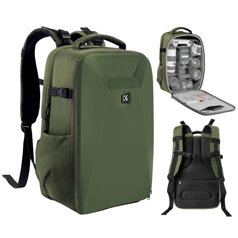 K&F Concept Camera Backpack,Hardshell DSLR Photography Camera Bag with 15-15.6 Inch Laptop Compartment Waterproof Camera Case Compatible for Canon/Nikon/Sony/DJI Mavic Drone - Image 1