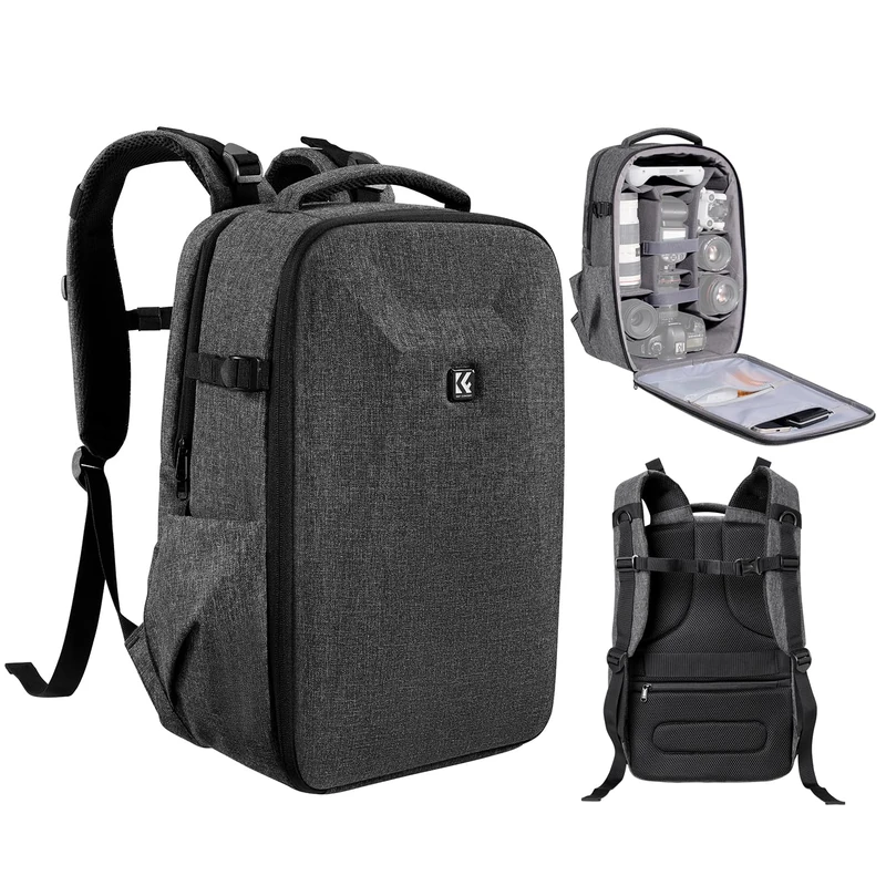 K&F CONCEPT Camera Backpack,Hardshell DSLR Photography Camera Bag with 15-15.6 Inch Laptop Compartment Waterproof Camera Case Compatible for Canon/Nikon/Sony/DJI Mavic Drone - Image 1