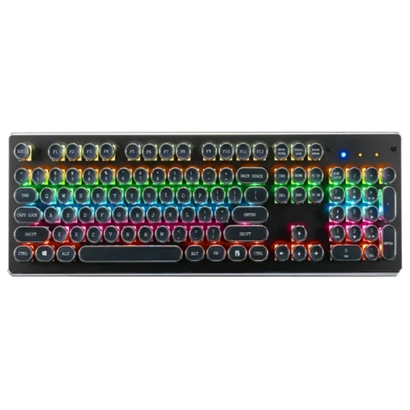 Docooler Mechanical Gaming Keyboard 104-Key Wired Blue Switch Ergonomic Design RGB Backlight Compact Layout Free Game Keyboard Compatible with Windows & MAC Vintage Typewriter Style
