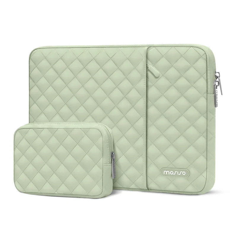 MOSISO Laptop Case 13 inch, 13 inch Laptop Sleeve Bag Compatible with MacBook Air M4 M3 M2 M1 2025-2018 / Pro M2 M1 2025-2016, Square Quilted Vertical Computer Bag with Pocket&Small Case, Sage Green