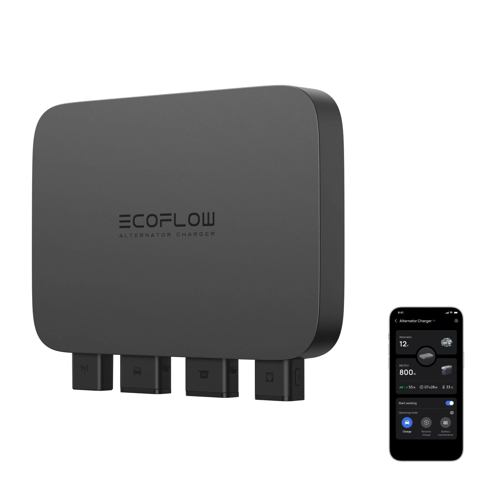 EF EcoFlow 800W Alternator Charger, 3-in-1 Fast DC-DC Charger for Portable Power Stations, Vehicle Battery Maintainer & Jump Starter 8× Faster Than Cigarette Chargers Easy Install Charges 1kWh in 78 m