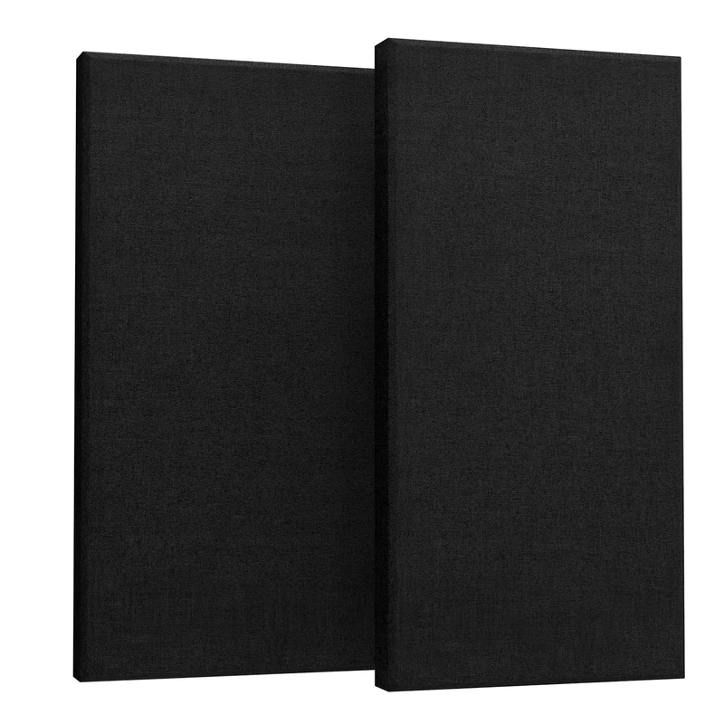 UMIACOUSTICS 2 PCS Acoustic Panel, 47.2" x 23.6" x 2" Fiberglass Sound Proof Wall Panels, Sound Absorbing Panels for Studios, Office, Home Theater. Black