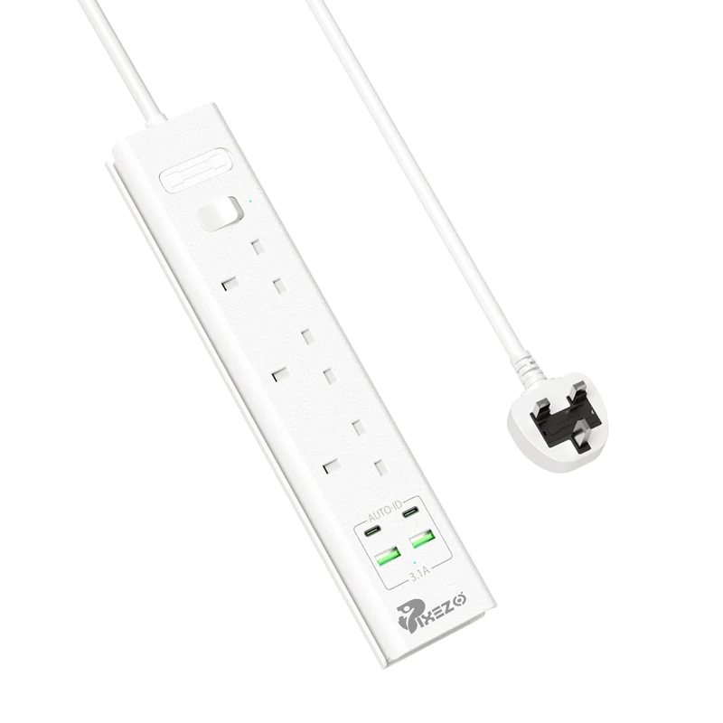 MYBRAND1 Surge Protected Power Strip 3 Outlets, 4 USB Ports, 3M Cable
