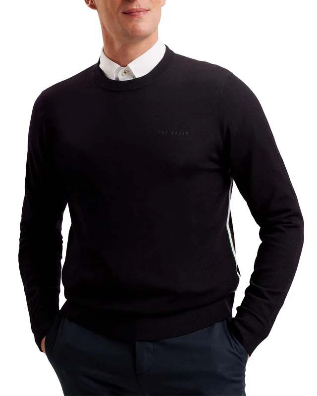 Ted Baker London liblo-Merino Branded Crew Neck, Navy - Image 1