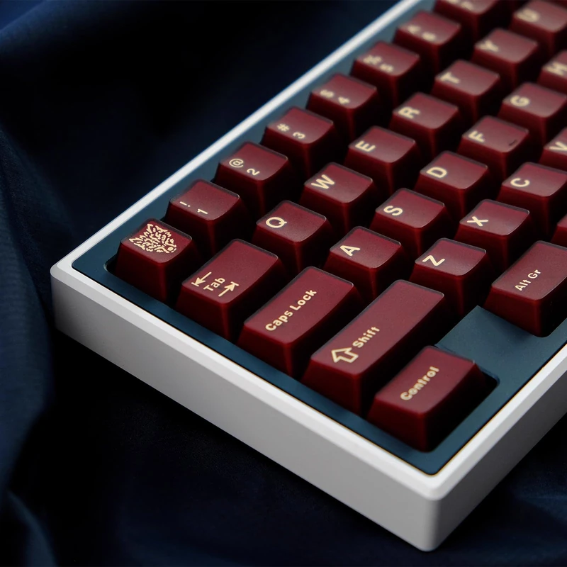 114 Keys PBT Doubleshot Keycaps Cherry Profile Translucent Red Keycaps Set Fit for 60% 65% 75% Cherry Mx Switches Mechanical Keyboard