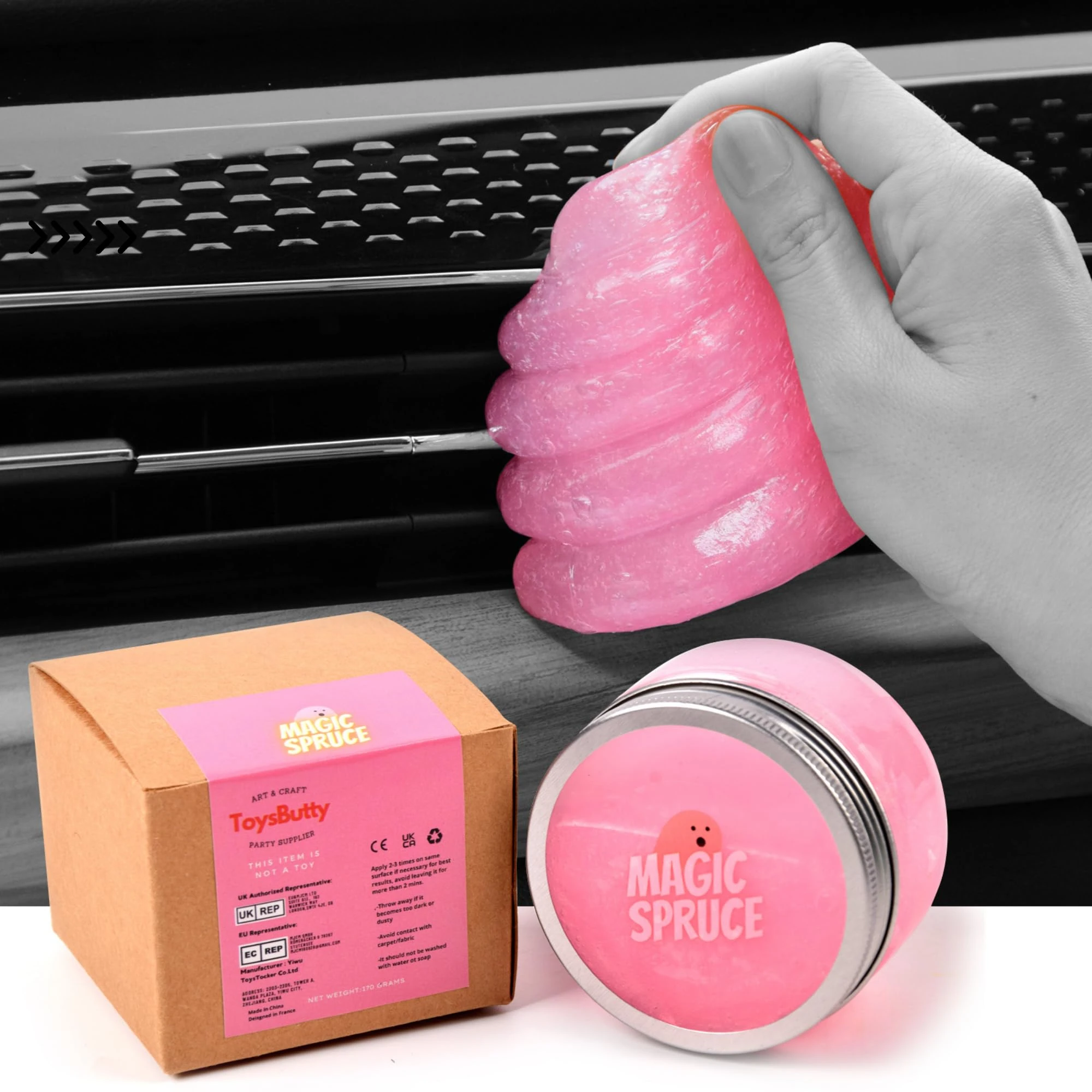 ToysButty Car Cleaning Gel Detailing Kit, Interior Car Accessories Car Cleaner with High End Strawberry Scented Cleaning Putty, Dust Cleaning Gel For Keyboard Apple Laptop, Car Cleaning Products